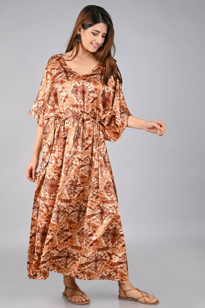 Women Kaftan Satin Kimono Sleeve Evening Gown