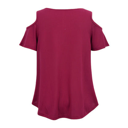 Plus Size Women Summer Cold Shoulder Tops