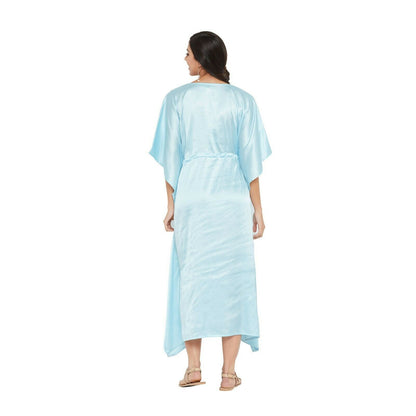 Women Kaftan Satin Kimono Sleeve Evening Gown