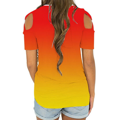 Summer Gradient O Neck Blouse