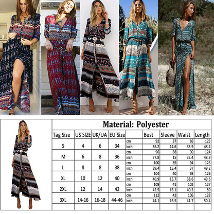 Women's Maxi Boho Floral Summer Beach Long Dress