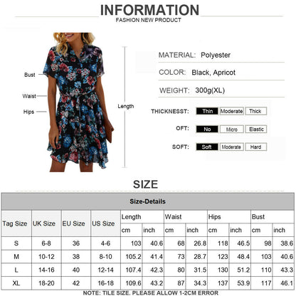 Women's Floral Print Short Sleeve Mini Dress