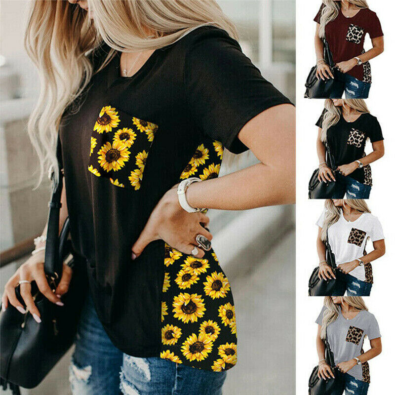 Crew Neck Short Sleeve Floral T Shirt