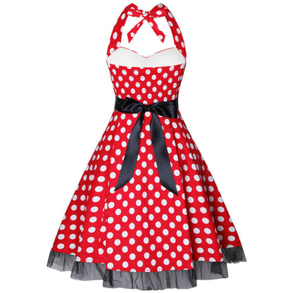 Women Vintage Halter 1950’s Rockabilly Pinup Dresses