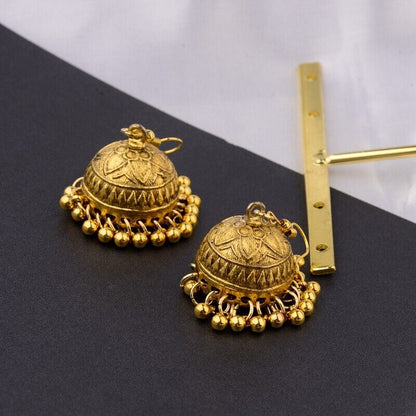 Indian 22K Gold Plated Earrings Jhumka