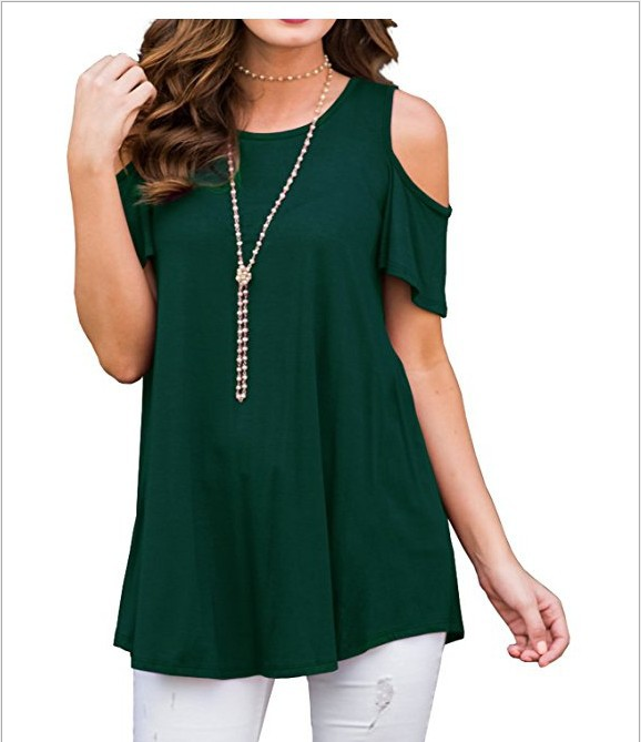 Plus Size Women Summer Cold Shoulder Tops