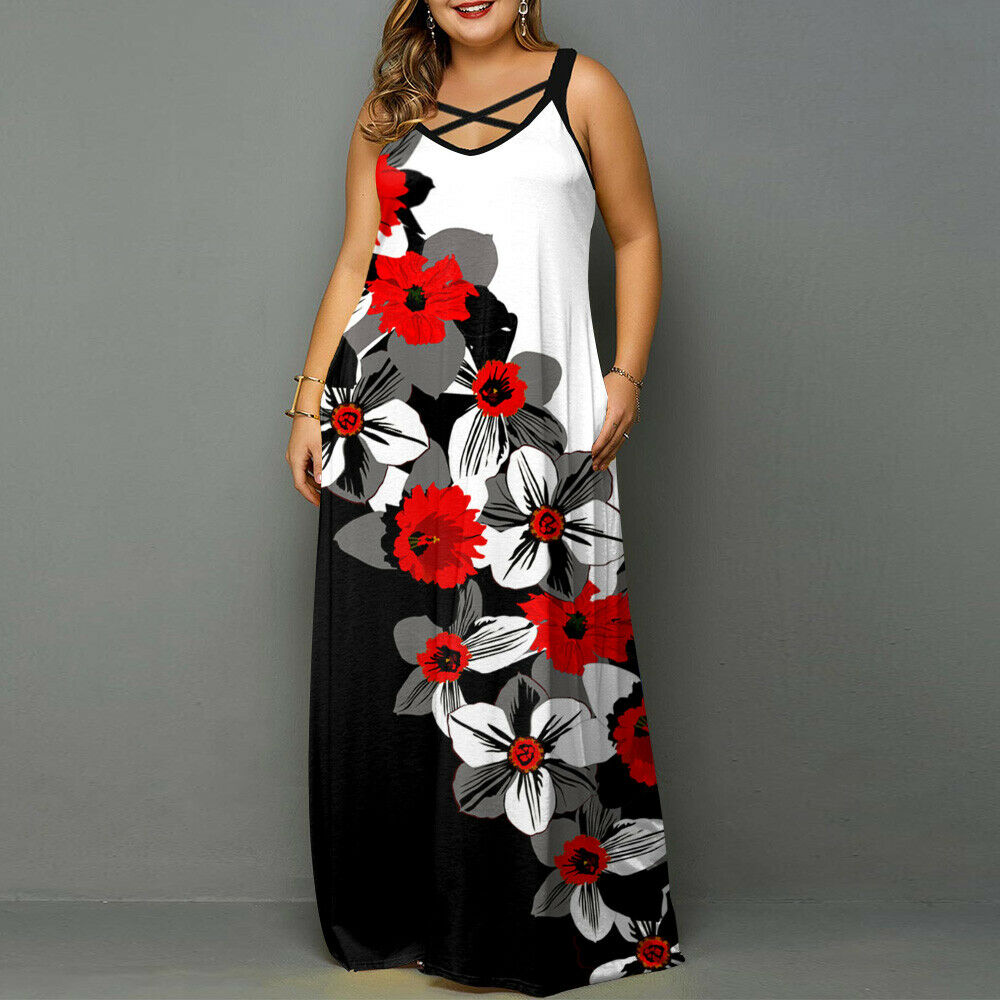 Women's Sleeveless Floral Boho Maxi Dress