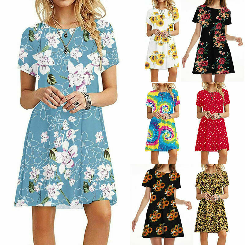 Floral Beach A Line Mini Dress