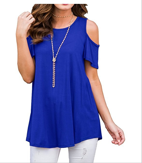 Plus Size Women Summer Cold Shoulder Tops