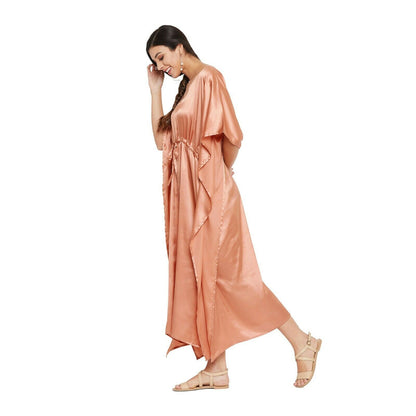 Women Kaftan Satin Kimono Sleeve Evening Gown