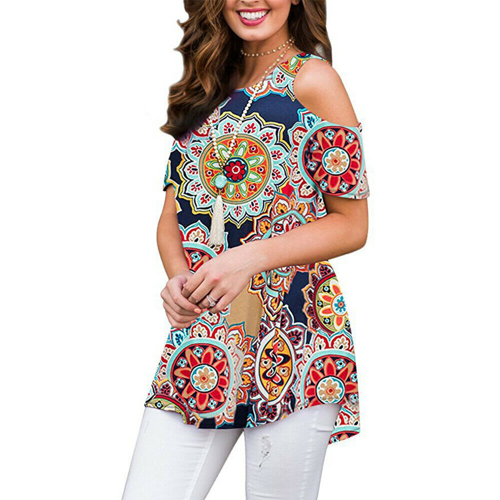 Women Cold Shoulder Printed Tops