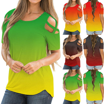 Summer Gradient O Neck Blouse