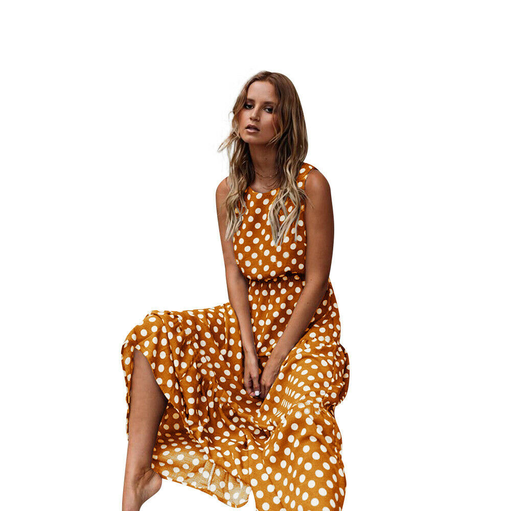 Summer Polka Dot Maxi Dress