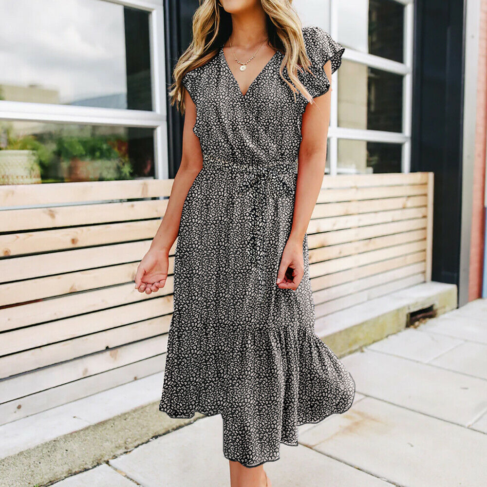 Women's Casual Summer Polka Dot Midi Dress