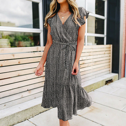 Women's Casual Summer Polka Dot Midi Dress