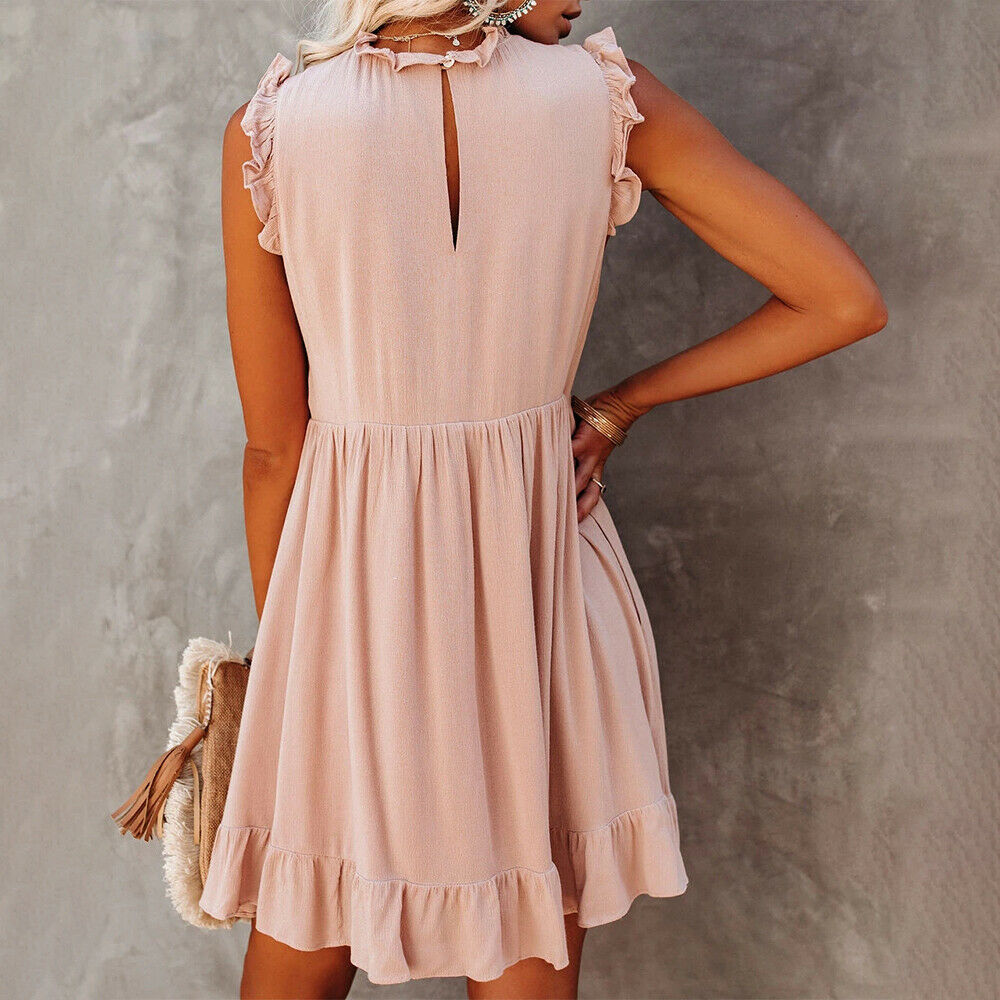 Casual Sundress Loose Ruffle Hem Dress