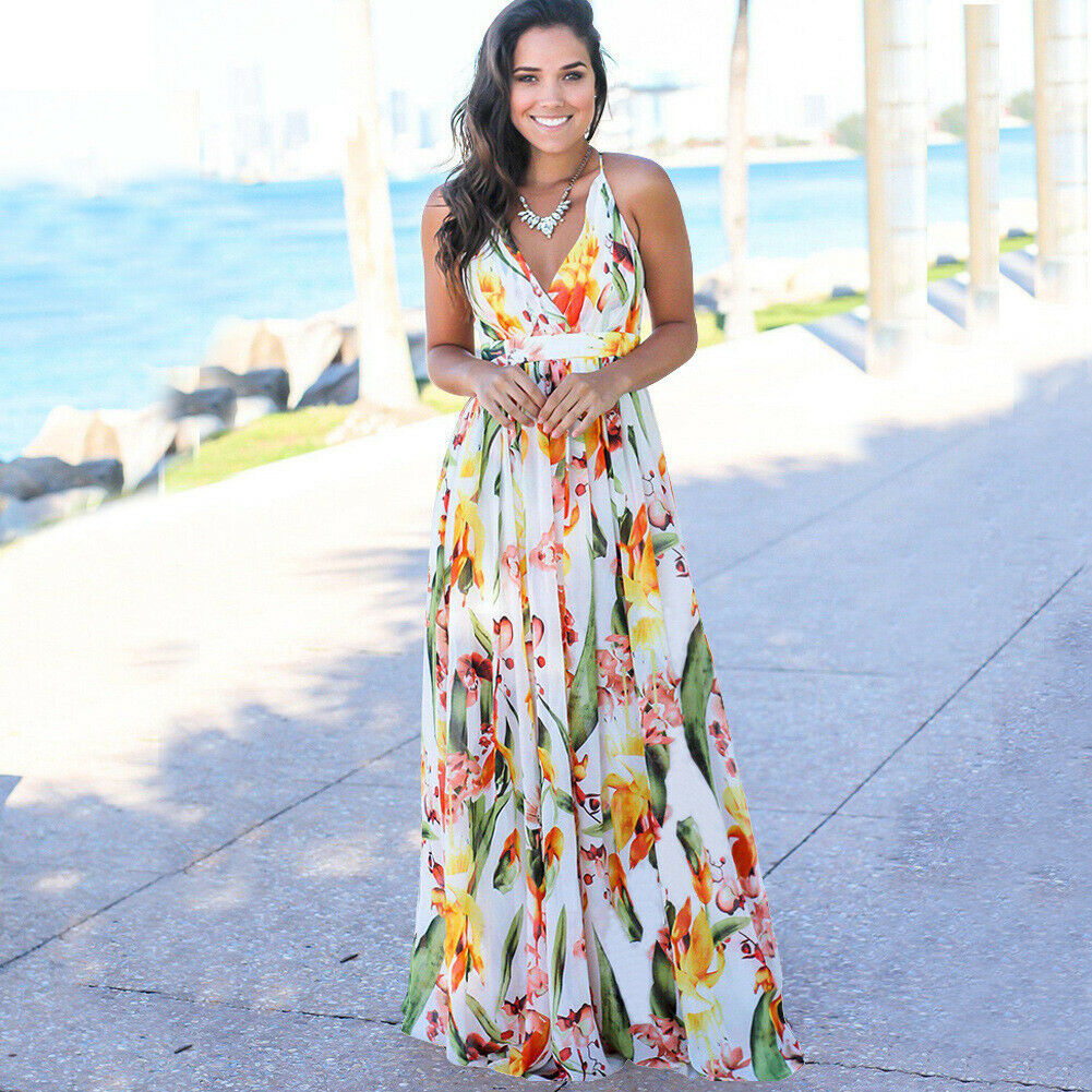 Women's Boho Floral Maxi Dress