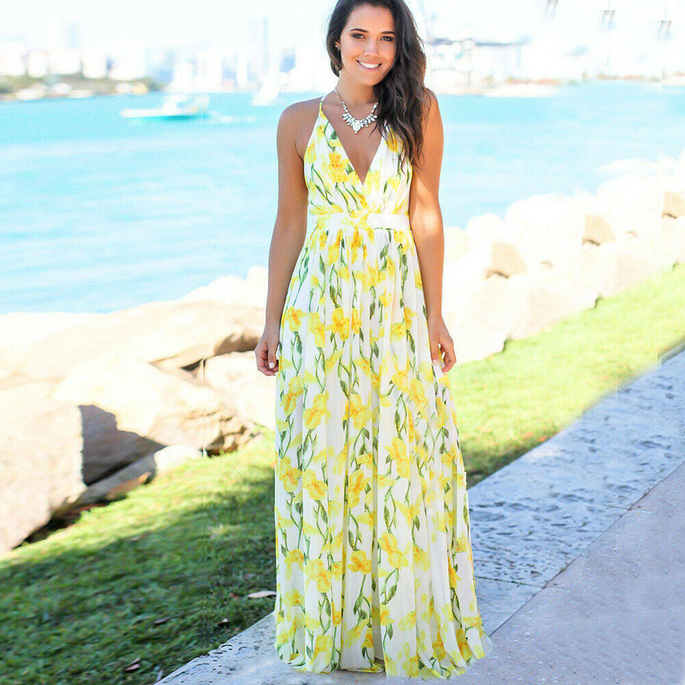 Women's Boho Floral Maxi Dress