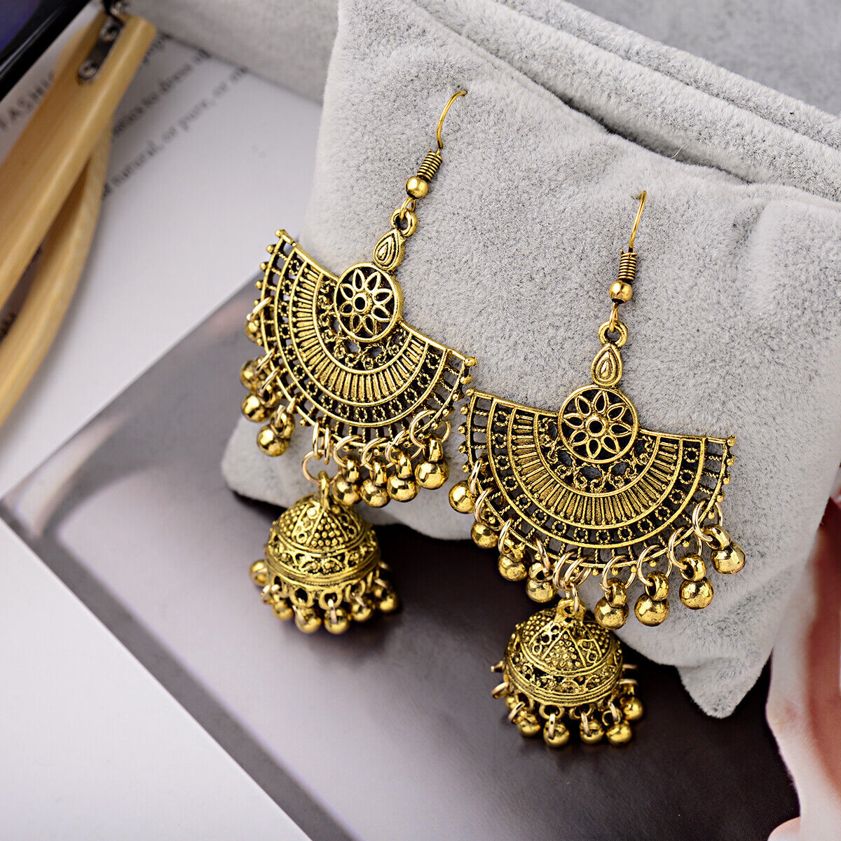 Indian 22K Gold Plated Earrings Jhumka