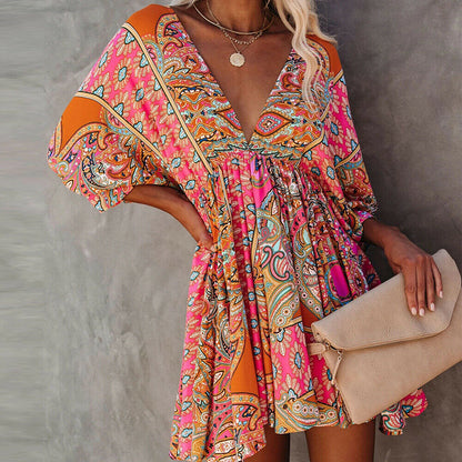 Casual Loose Ruffle Swing Sundress