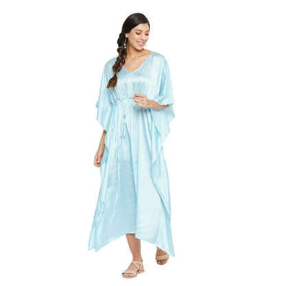 Women Kaftan Satin Kimono Sleeve Evening Gown