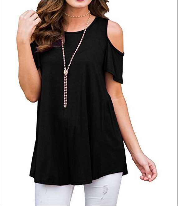 Plus Size Women Summer Cold Shoulder Tops