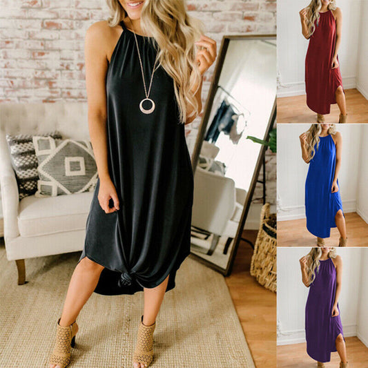 Crew Neck Ladies Sleeveless Maxi Dress