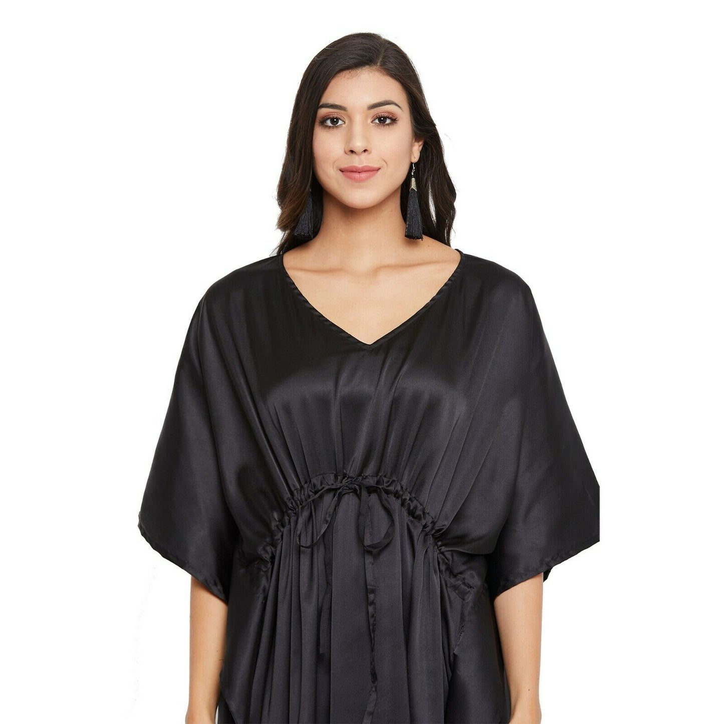 Women Kaftan Satin Kimono Sleeve Evening Gown