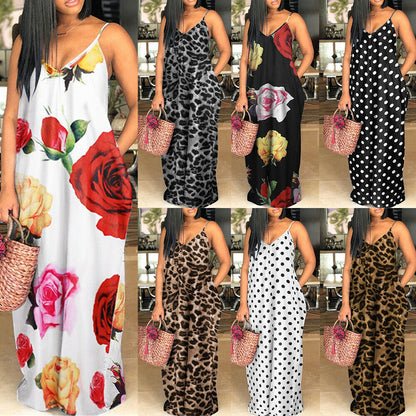 Casual Floral Pocket Loose Party Maxi Dress