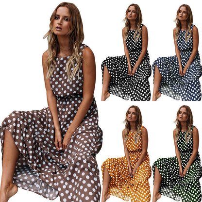 Summer Polka Dot Maxi Dress