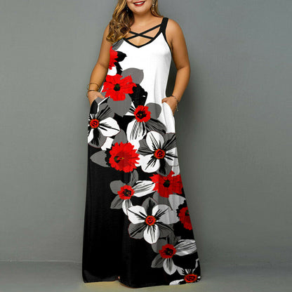 Women's Sleeveless Floral Boho Maxi Dress