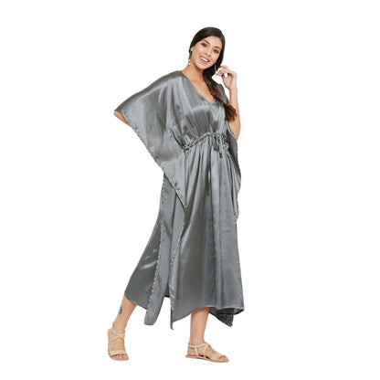 Women Kaftan Satin Kimono Sleeve Evening Gown