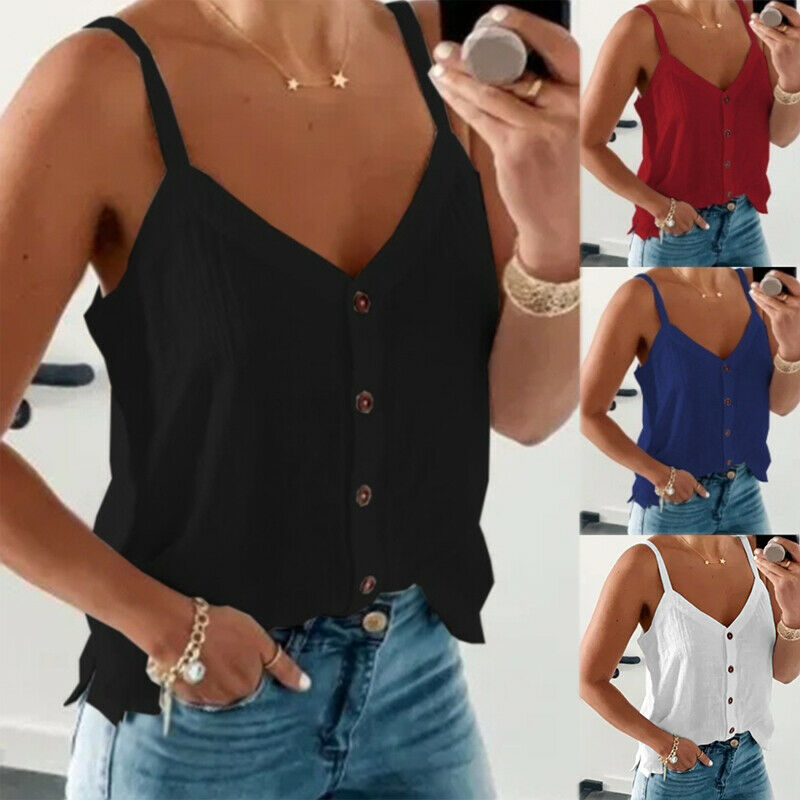 Sleeveless V Neck Tunic Tank T Shirt