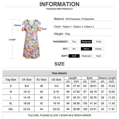 Women's Zipper V Neck Floral Print Dress