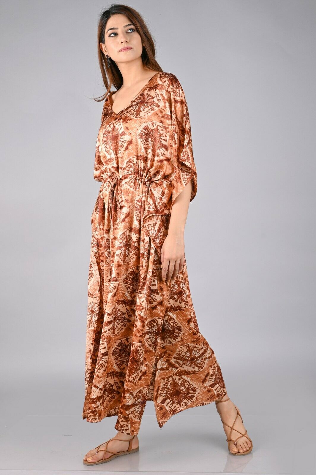 Women Kaftan Satin Kimono Sleeve Evening Gown