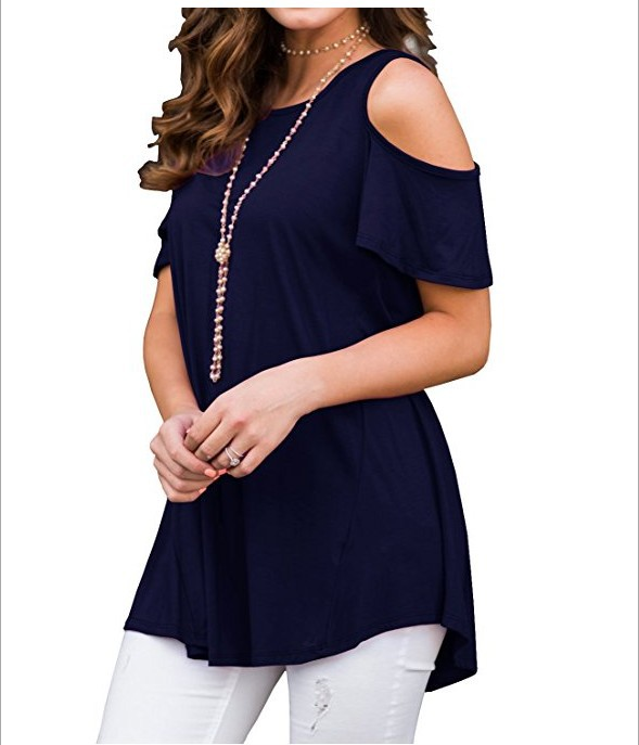 Plus Size Women Summer Cold Shoulder Tops