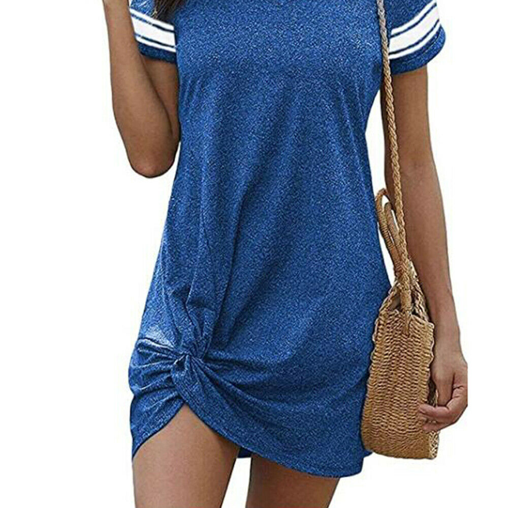 Casual Short Sleeve V Neck Tunic Mini T Shirt