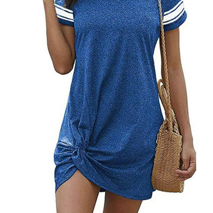 Casual Short Sleeve V Neck Tunic Mini T Shirt