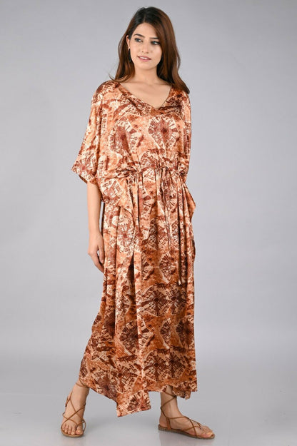 Women Kaftan Satin Kimono Sleeve Evening Gown