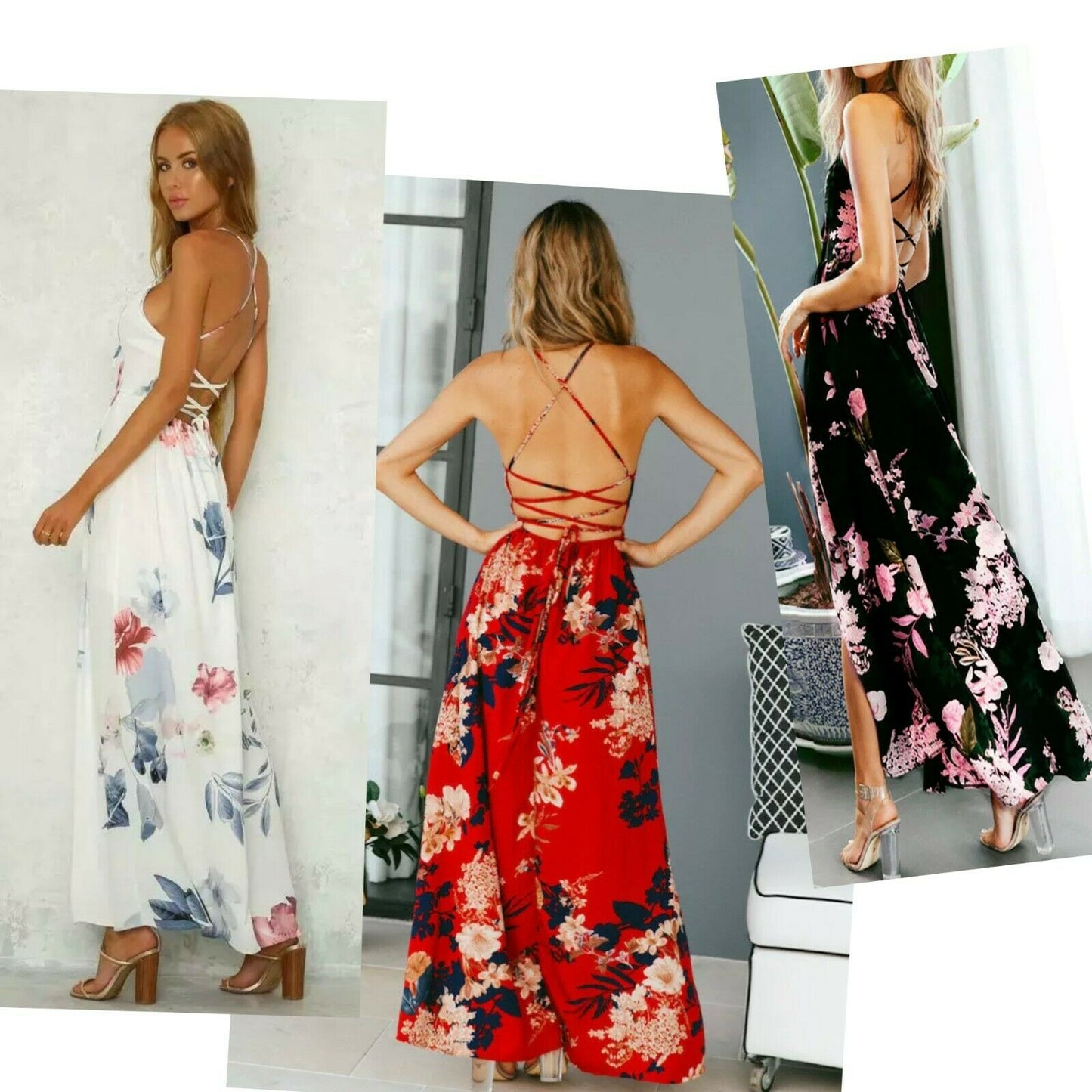 Women's Maxi Boho Floral Summer Beach Long Dress