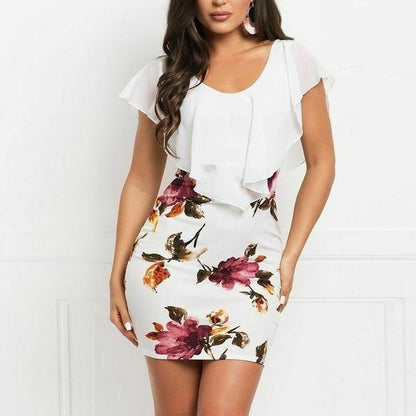 Women's Long Floral Cocktail Party Dress