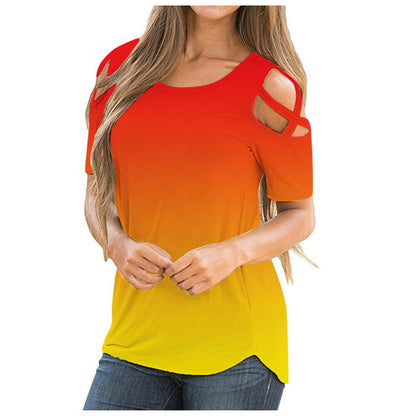 Summer Gradient O Neck Blouse