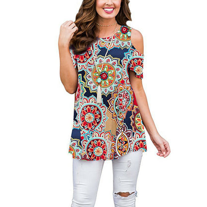 Women Cold Shoulder Printed Tops