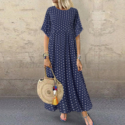 Women Short Sleeve Long Shirt Dress