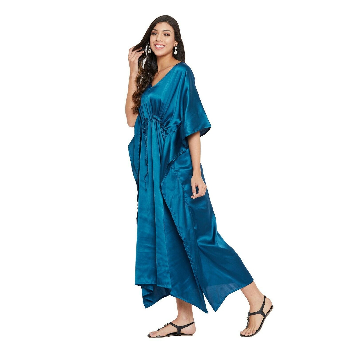 Women Kaftan Satin Kimono Sleeve Evening Gown