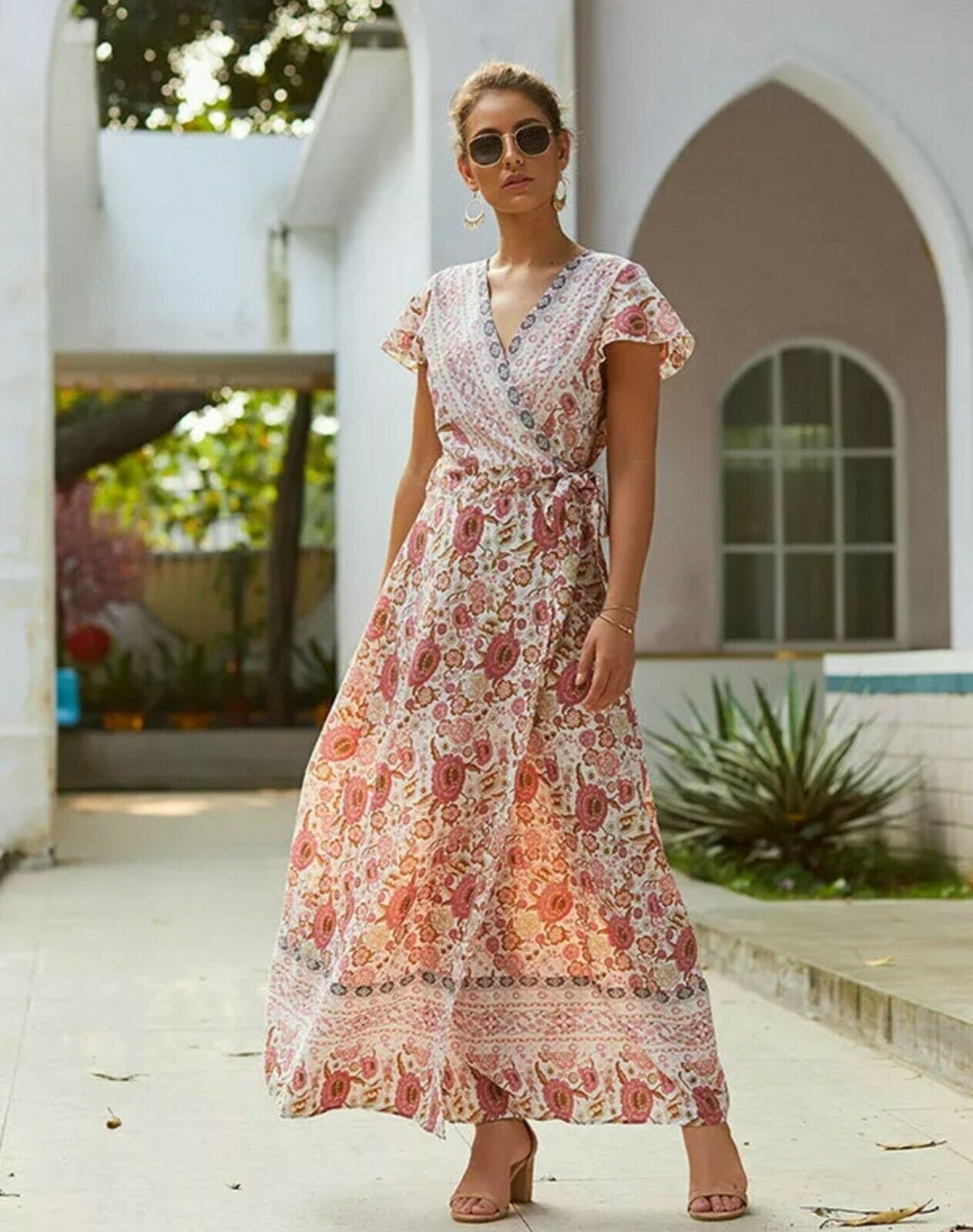 Women's Maxi Boho Floral Summer Beach Long Dress