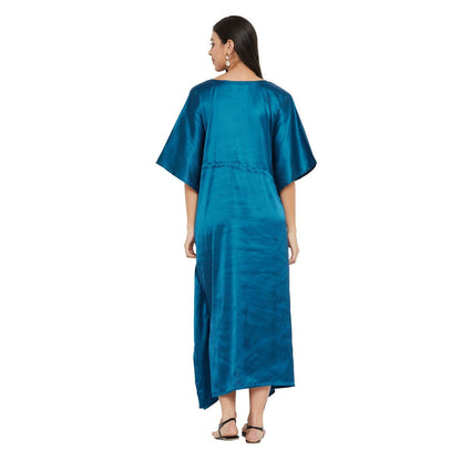 Women Kaftan Satin Kimono Sleeve Evening Gown