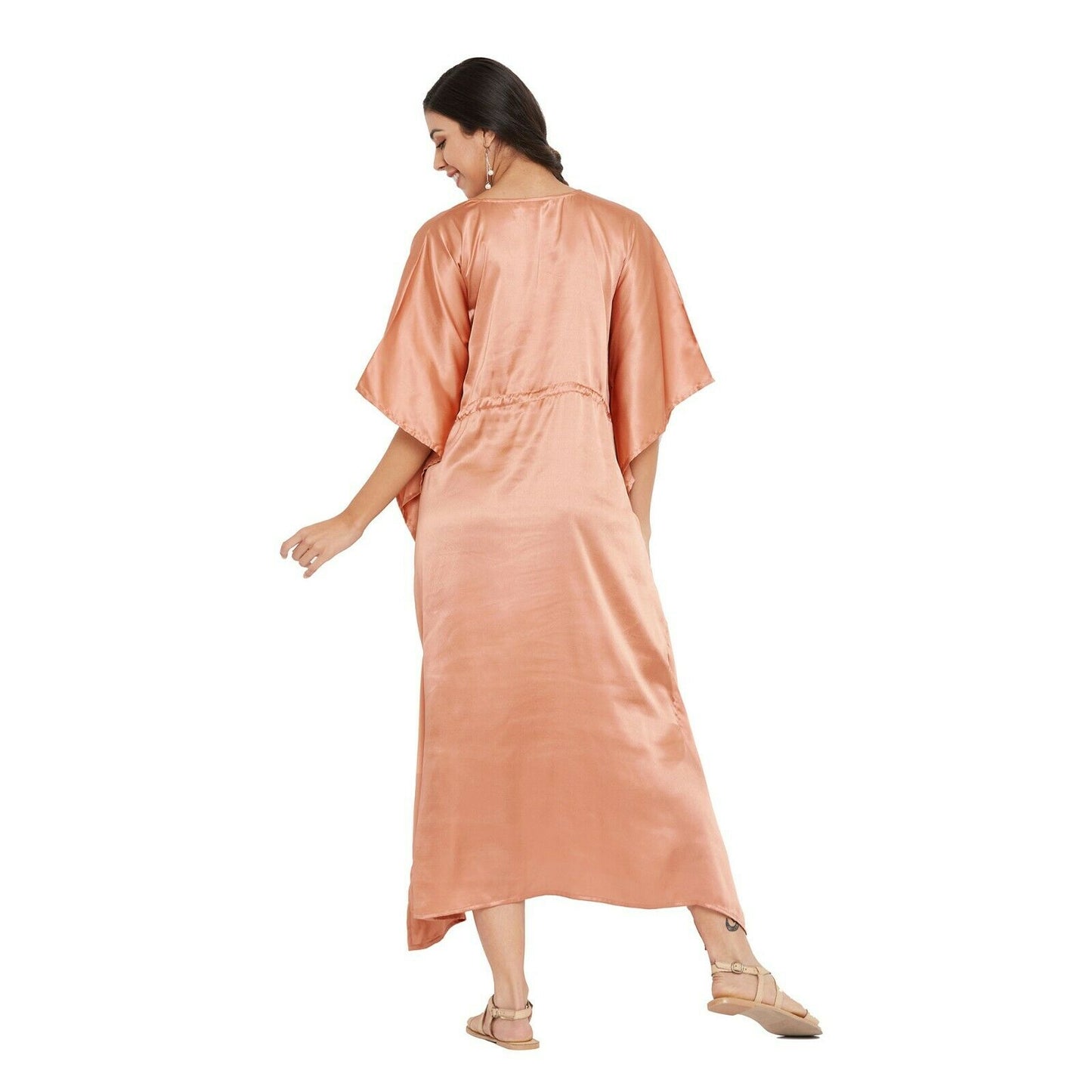 Women Kaftan Satin Kimono Sleeve Evening Gown