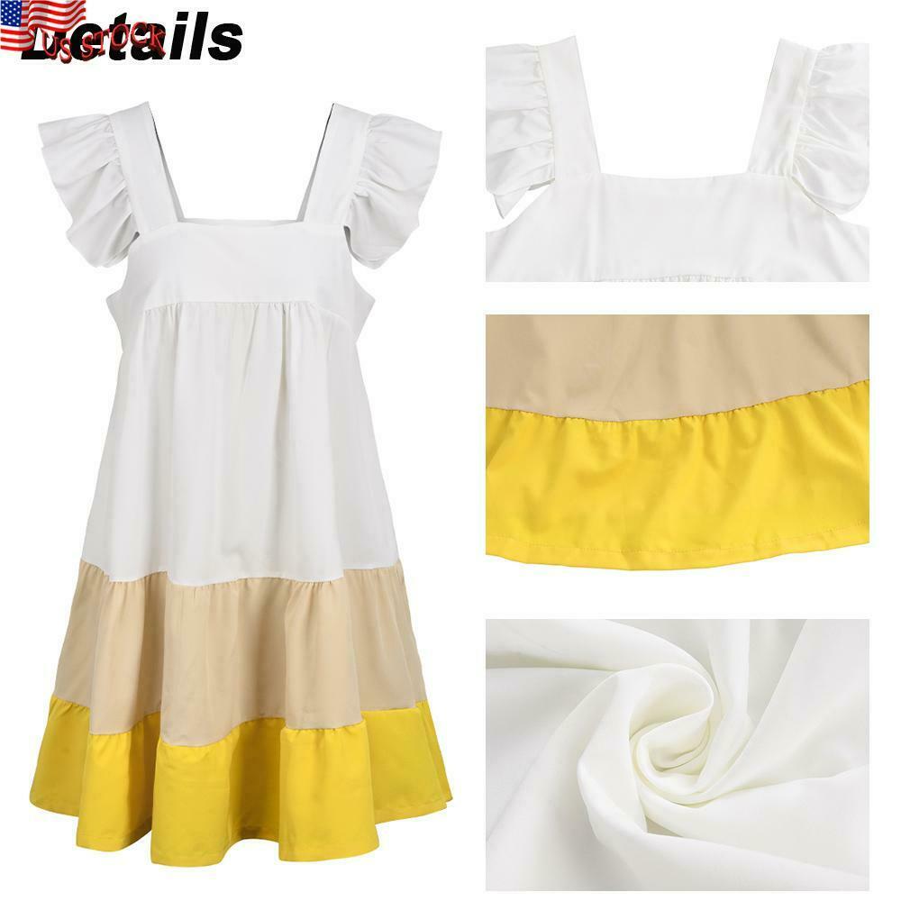 Casual Ruffle Sleeve Square Neck Summer Beach Dress