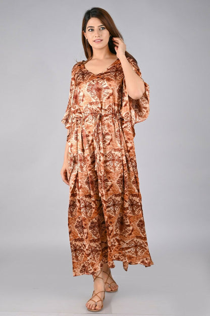 Women Kaftan Satin Kimono Sleeve Evening Gown